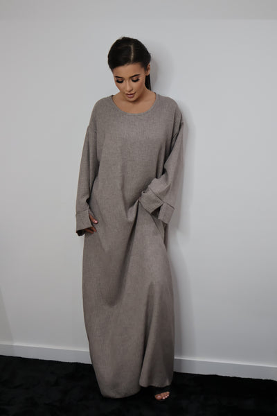 Linen dress taupe